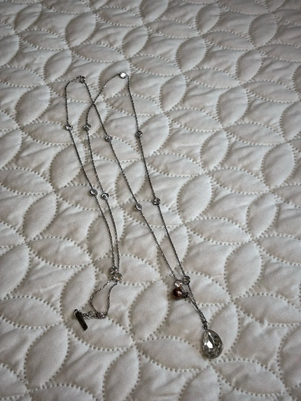 Vantel Pearls .925 Silver Necklace w/Crystal Accents & Purple Freshwater Pearl